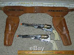 Rare Set/2 Matching Hubley Texan 45 125th Anniversary Cap Gun Pistols & Holster