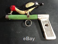 Rare Tin Litho Whoopee Bird Toy Cap Gun vintage