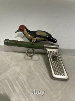Rare Tin Litho Whoopee Bird Toy Gun