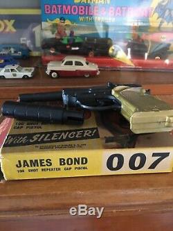 Rare Vintage 007 James Bond Lone Star toy cap firing gun + Silencer 1960s