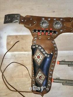 Rare Vintage 1950s Gene Autry Jeweled Flying A Ranch Holster 10 3/4 44 Cap Guns