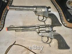 Rare Vintage 1950s Roy Rogers Double Holster George Schmidt Cap Guns Vg Cond