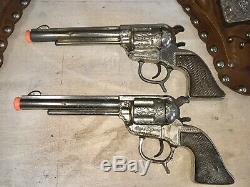 Rare Vintage 1950s Roy Rogers Double Holster George Schmidt Cap Guns Vg Cond