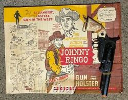 Rare Vintage Johnny Ring Gun Set On Card Strangest Fastest Gun In The West