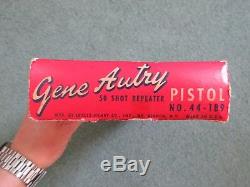 Rare Vintage Leslie-Henry Gene Autry Western Cap Gun Pistol Box Bullets Amber