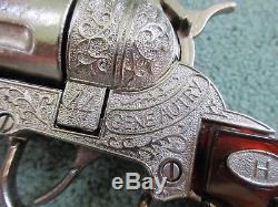 Rare Vintage Leslie-Henry Gene Autry Western Cap Gun Pistol Box Bullets Amber
