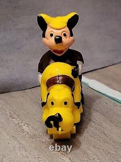 Rare Vintage MICKEY MOUSE hunting with gun & PLUTO ramp walker Marx Toys