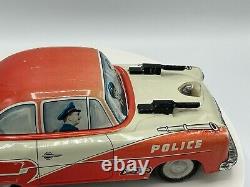 Rare Vintage Niedermeier W. Germany Tin Friction Police Sparkling Gun Car 10.5
