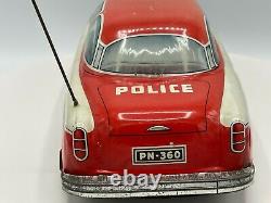 Rare Vintage Niedermeier W. Germany Tin Friction Police Sparkling Gun Car 10.5