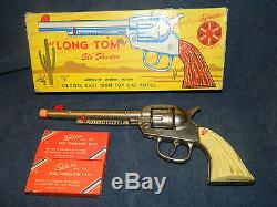 Rare Vintage Orig Box Cast Iron KILGORE Long Tom Six Shooter Cap Gun Pistol VF
