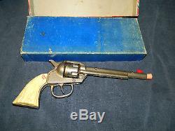 Rare Vintage Orig Box Cast Iron KILGORE Long Tom Six Shooter Cap Gun Pistol VF