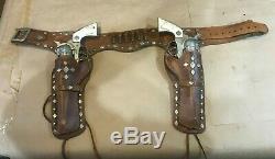 Rare Vintage Sheriff Bob Dixon Original 1950 Hubley Cowboy Toy Cap Guns Holster