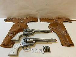 Rare Vintage Western Nichols Stallion 45 Double Gun And Holster Set