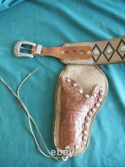 Roy Rogers Leather Cowboy Holster And Guns Set