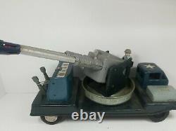 TIN TOY Air Defense Pom Pom Gun OP Linemar Japan Truck Tin Toy Vintage UNTESTED