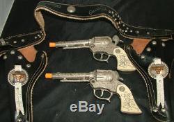 TOY Vintage Wyandotte Toys HOPALONG CASSIDY Double Cap Guns Holster Rig PLUGGED