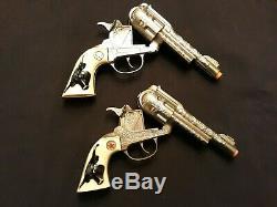 Texan Jr Cap Guns With Beautiful Ornate Thick Leather Holster & Bullets Must See