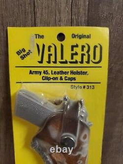 The Original Valero Big Shot Army 45 Cap Gun Leather Holster Vintage New Rare
