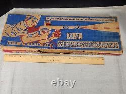 The Sensational Rapid Fire U. S. Sharpshooter Hughes MFG. Toy Gun In Box 1940's