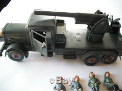 Tippco Anti Aircraft Gun Truck Tin Wind Up Toy Car With Figures Lineol Hausser