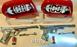 Two 2 Daisy Vintage BB Toy Guns 118 Caliber Targeteer Pistols & Stands