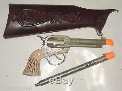 Unusual 1950s Actoy RESTLESS GUN Pistol Holster & Barrel Extension stock rifle