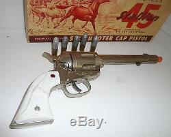 VINTAGE 1950'S NICHOLS STALLION 45 TOY CAP GUN & BULLETS WithORIGINAL BOX
