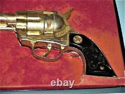 VINTAGE 1950's GORGEOUS COWBOY CLASSIC GOLD PLATED TOY CAP GUN WithORIGINAL BOX
