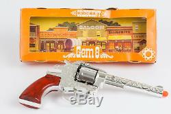 VINTAGE 60's RARE CAP GUN TOY CRESCENT Gem 8 REVOLVER COWBOY 7.5'' METAL ENGLAND