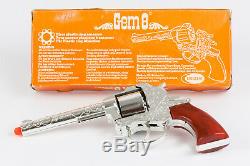 VINTAGE 60's RARE CAP GUN TOY CRESCENT Gem 8 REVOLVER COWBOY 7.5'' METAL ENGLAND