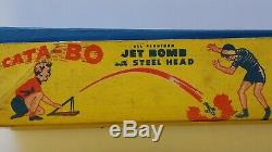 VINTAGE COLLECTIBLE TOY CAP GUN BOMB CATAPULT FLYING JET BOMB With ORIGINAL BOX