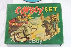 Vintage Cowboy Set Cork Pop Toy Gun Made In Japan Boxed