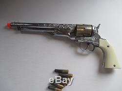 Vintage Hubley Colt. 45 Cap Gun With Bullets Very Very Rare Gold Tone Cylinder