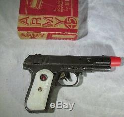 VINTAGE HUBLEY COLT ARMY. 45 METAL CAP GUN with ORIGINAL BOX-NEVER PLAYED WITH-NOS