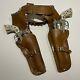 Vintage Hubley Toy Guns Cowboy Colts & Leather Holster 1960s Stag Grips Wes