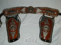 Vintage Leather Roy Rogers Play Double Gun Revolver Holster Vgc