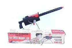 VINTAGE MATTEL O MATIC CAP FIRING AIR COOLED TOY MACHINE GUN With ORIGINAL BOX