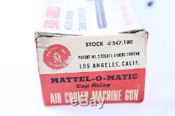 VINTAGE MATTEL O MATIC CAP FIRING AIR COOLED TOY MACHINE GUN With ORIGINAL BOX