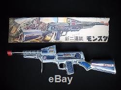 Vintage Monster Space Robot Gun B/o Tin Litho Toy Horikawa Japan Works Boxed