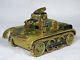 Vintage Panzer Tank Mechanical Windup Tin Litho Toy Machine Gun Armored Vehicle