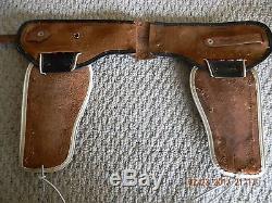 Vintage Roy Rogers Double Cap Gun Holster Set With Display Toy Bullets