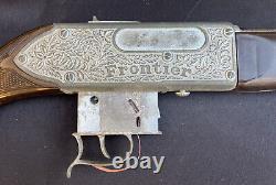 VINTAGE TOY HUBLEY FRONTIER CAP GUN RIFLE withOriginal Wild West Graphic Box Works