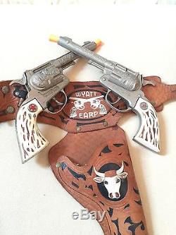Vintage Wyatt Earp Us Marshall Cap Guns Double Cowboy Holster Child's Toy