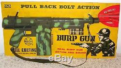VTG 1960s MARX TOY BURP GUN #2212 PULL BACK BOLT ACTION MILITARY NOS/MOC
