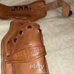 VTG Gunsmoke Western Marshal Matt Dillon Genuine Cowhide Stud Belt Gun Holster