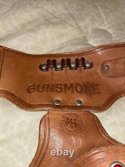 VTG Gunsmoke Western Marshal Matt Dillon Genuine Cowhide Stud Belt Gun Holster