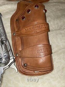 VTG Gunsmoke Western Marshal Matt Dillon Genuine Cowhide Stud Belt Gun Holster