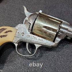 VTG Mattel Shootin Shell. 45 Toy Cap Gun Revolver 11 with Tophand Tex Tan Holster