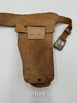 VTG Roy Rogers Double Leather Cap Gun Holster Rare Red Jewels Fancy Official 50s