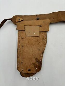 VTG Roy Rogers Double Leather Cap Gun Holster Rare Red Jewels Fancy Official 50s